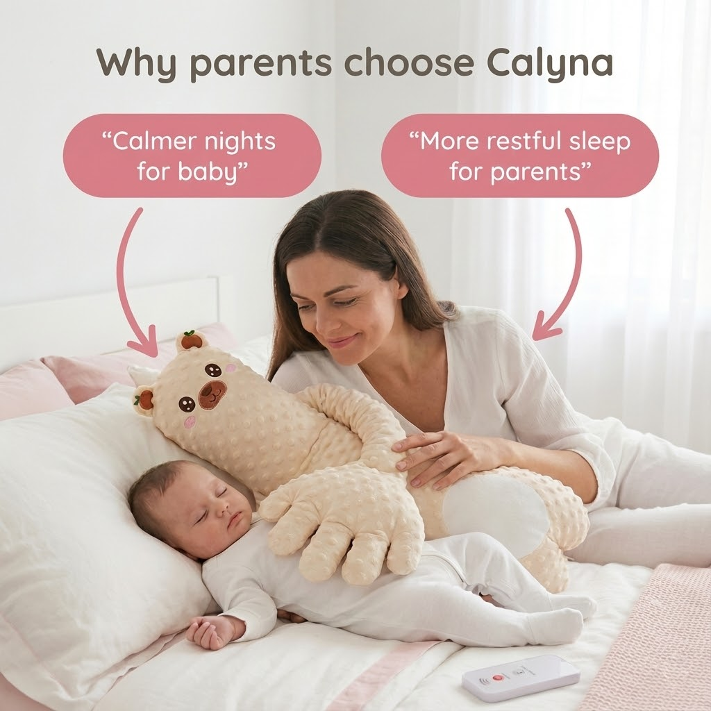 Calyna™ Soothing Palm Sleep Doll – Remote-Controlled Baby Sleep Pillow
